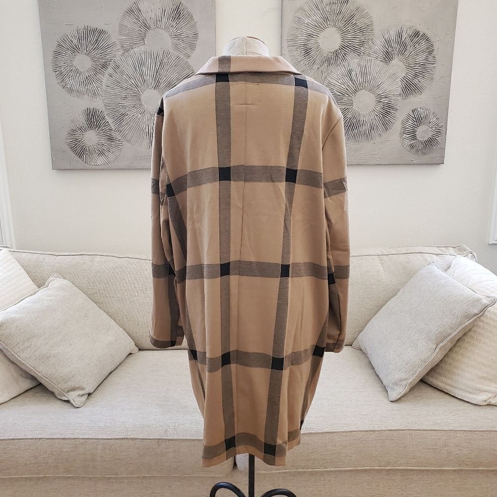 NEW! Sanctuary "Catalina" Patterned Coat - size 1X in Camel Plaid - Picture 10 of 14
